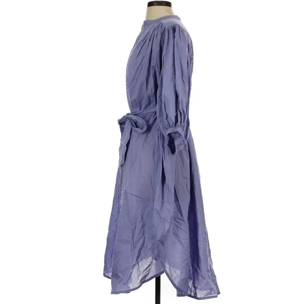 Bellerose Isis Blue 100% Cotton Oversized Gathered Back Midi Shirt Dress NWT OS